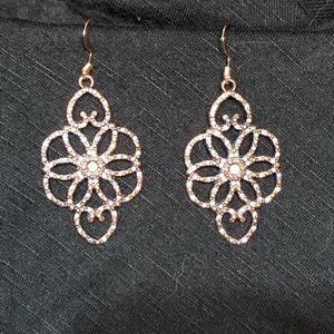 Filigree crystal earrings New 2” length earring